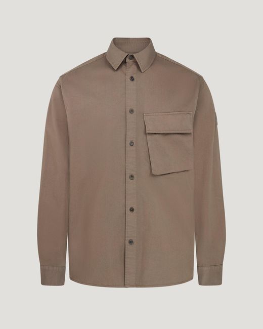 Belstaff Brown Scale Shirt Garment Dye Cotton for men