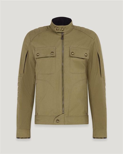 Belstaff Green Men's Roberts Motorcycle Jacket Cotton Mix Olive Size 2xl for men