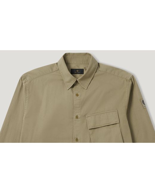 Belstaff Green Men's Scale Shirt Garment Dye Cotton for men