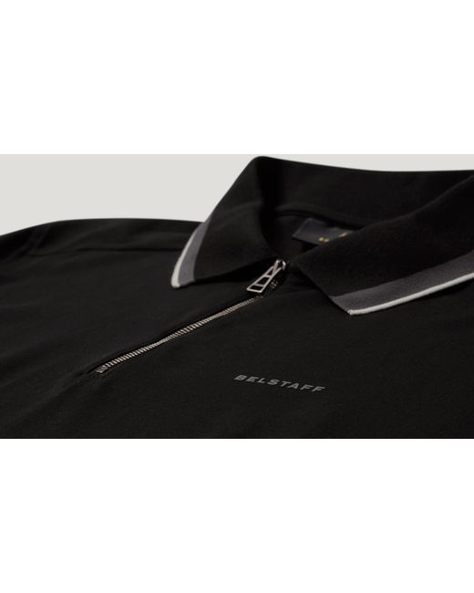 Belstaff Black Men's Alloy Tipped Polo Stretch Cotton for men