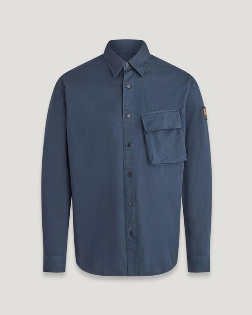 Belstaff Blue Men's Scale Shirt Garment Dye Cotton for men