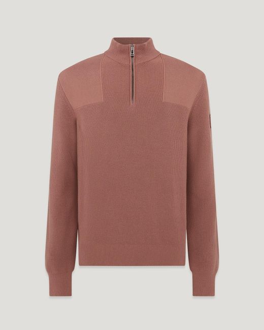 Belstaff Pink Commander Quarter Zip Jumper for men