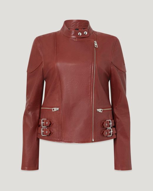 Belstaff Red Women's Russo Jacket Semi Veg Tan Leather