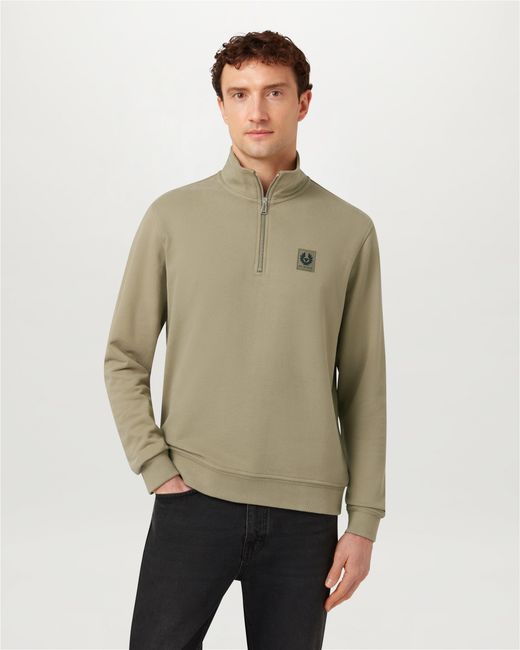 Belstaff Natural Men's Quarter Zip Sweatshirt Cotton Fleece for men