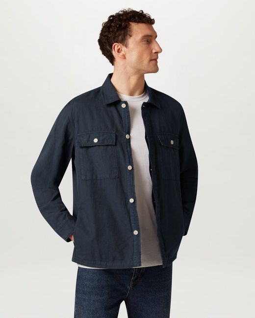 Belstaff Blue Men's Maritime Overshirt Garment Dye Cotton Linen for men