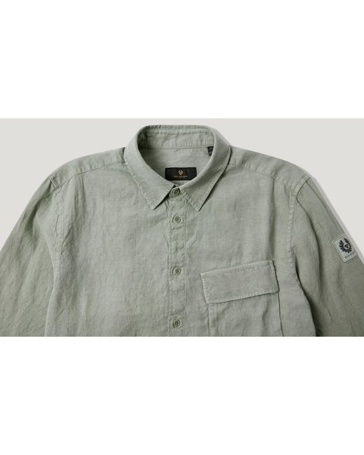Belstaff Gray Men's Scale Shirt Garment Dyed Linen for men