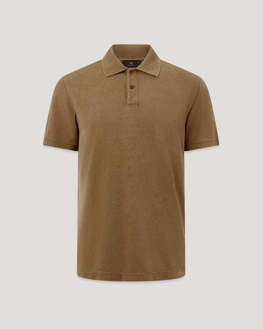 Belstaff Natural Men's Valley Garment Dye Polo Cotton. Cotton for men