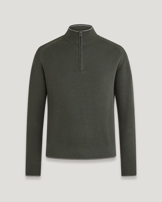 Belstaff Green Cole Quarter Zip Jumper for men