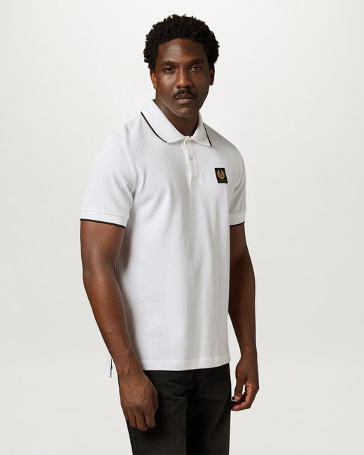 Belstaff White Men's Tipped Polo Cotton Pique for men