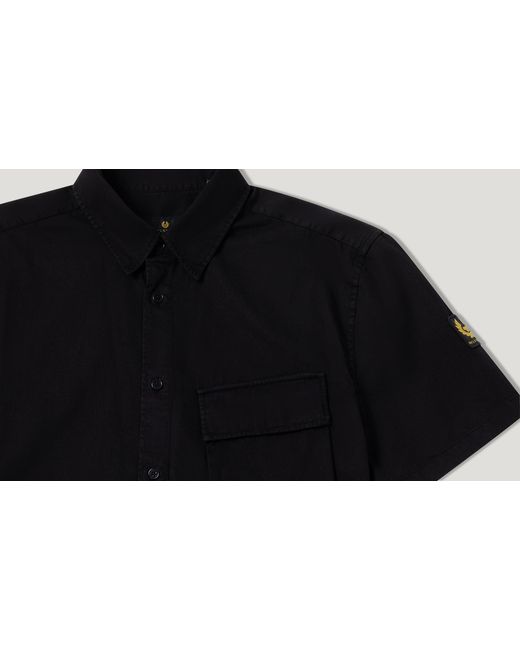 Belstaff Black Men's Scale Short Sleeve Shirt Garment Dye Cotton for men