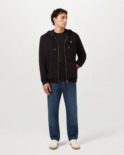Belstaff Black Men's Full Zip Hoodie Cotton Fleece for men