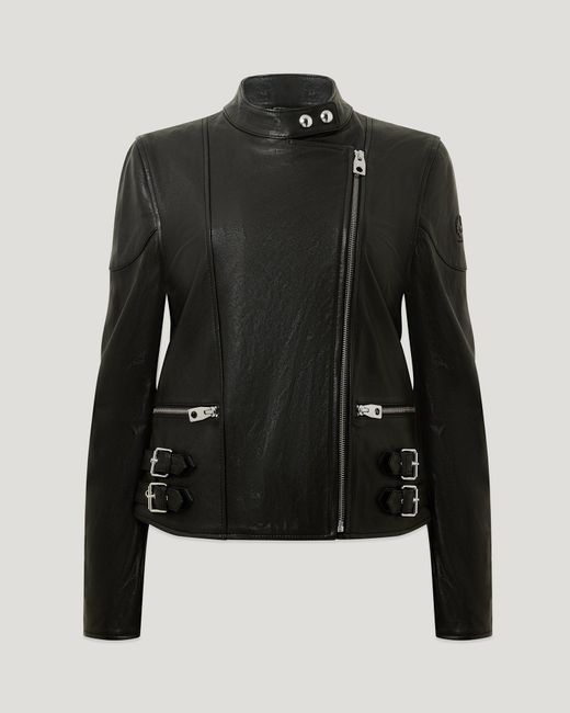 Belstaff Black Women's Russo Jacket Semi Veg Tan Leather