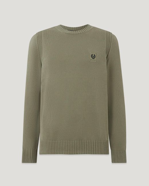Belstaff Green Men's Watch Sweater Light Fade-out Garment Dye Cotton for men