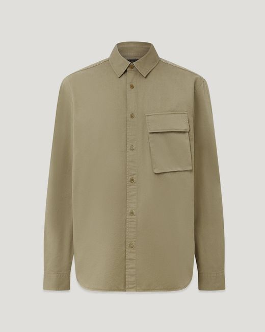 Belstaff Green Men's Scale Shirt Garment Dye Cotton for men