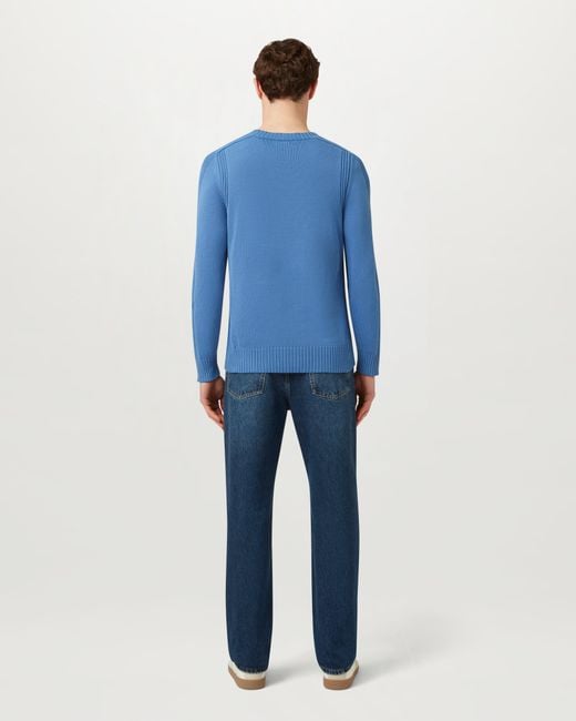Belstaff Blue Men's Watch Sweater Light Fade-out Garment Dye Cotton for men