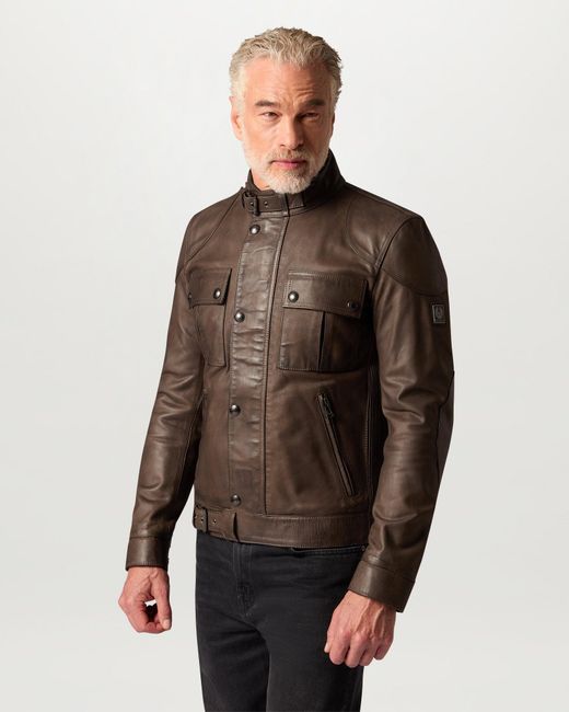 Belstaff Brown Men's Gangster Jacket Nubuck Leather for men