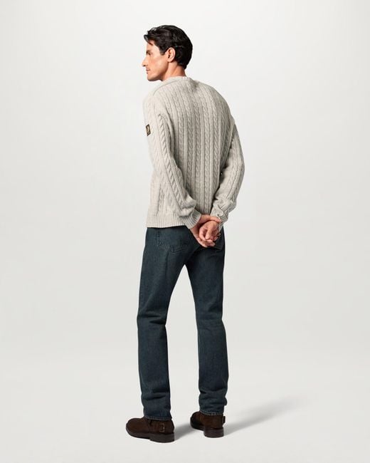 Belstaff Natural Men's Westport Crew Neck Wool Cotton Blend for men