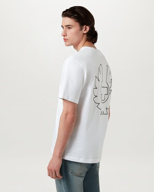 Belstaff White Men's Border T-shirt Cotton Jersey for men