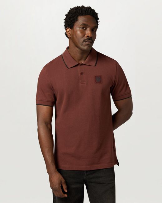 Belstaff Red Men's Tipped Polo Cotton Pique for men