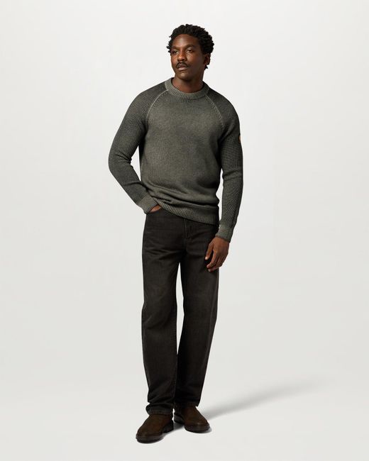 Belstaff Green Men's Garment Dye Aspect Crew Neck Merino Wool for men