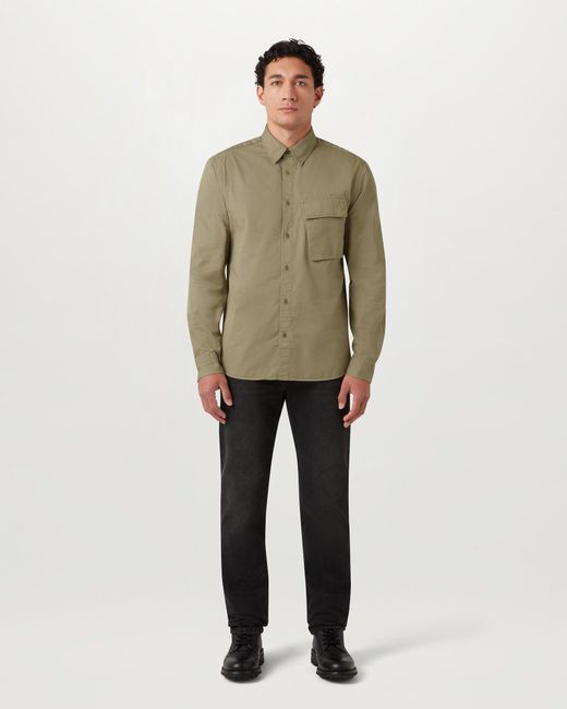 Belstaff Green Men's Scale Shirt Garment Dye Cotton for men