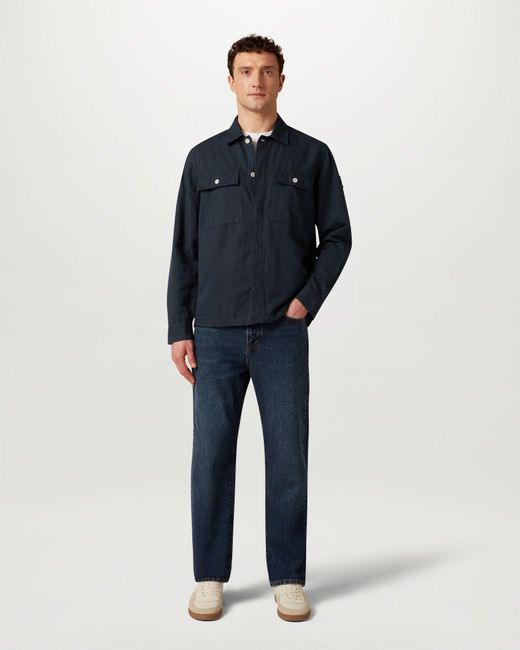 Belstaff Blue Men's Maritime Overshirt Garment Dye Cotton Linen for men