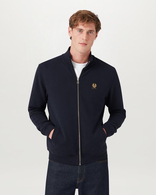 Belstaff Blue Men's Full Zip Sweatshirt Cotton Fleece for men
