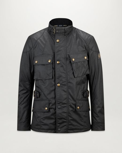 Belstaff Black Men's Crosby Motorcycle Jacket Waxed Cotton for men
