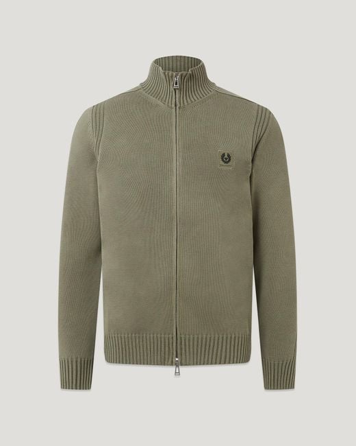 Belstaff Green Men's Watch Full Zip Light Fade-out Garment Dye Cotton for men