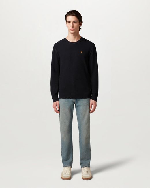 Belstaff Blue Men's Coast Knitted Jumper Cotton Silk Pique for men