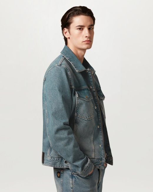 Belstaff Blue Men's Piston Trucker Jacket Washed Denim for men