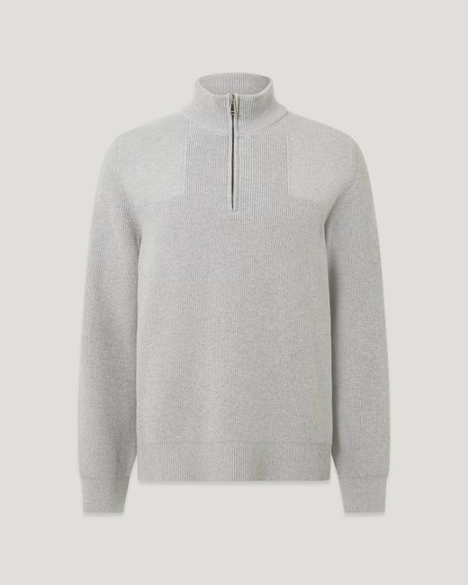 Belstaff Gray Men's Commander Quarter Zip Jumper Organic Cotton for men