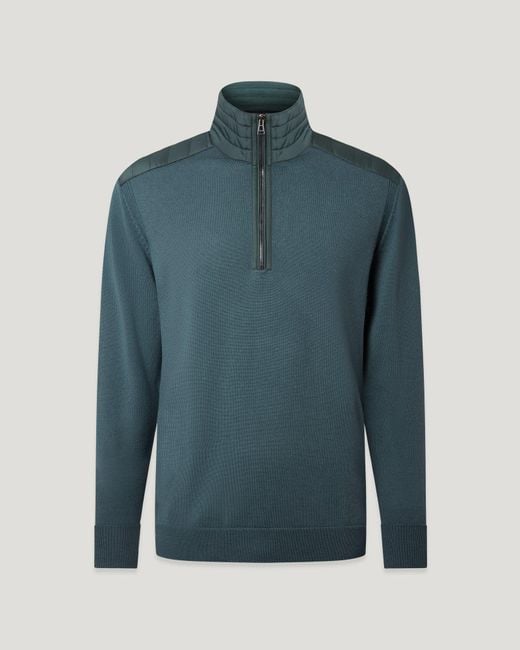 Belstaff Blue Men's Kilmington Quarter Zip Jumper Merino Wool for men