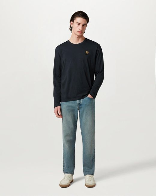 Belstaff Blue Men's Long Sleeved T-shirt Cotton Jersey for men