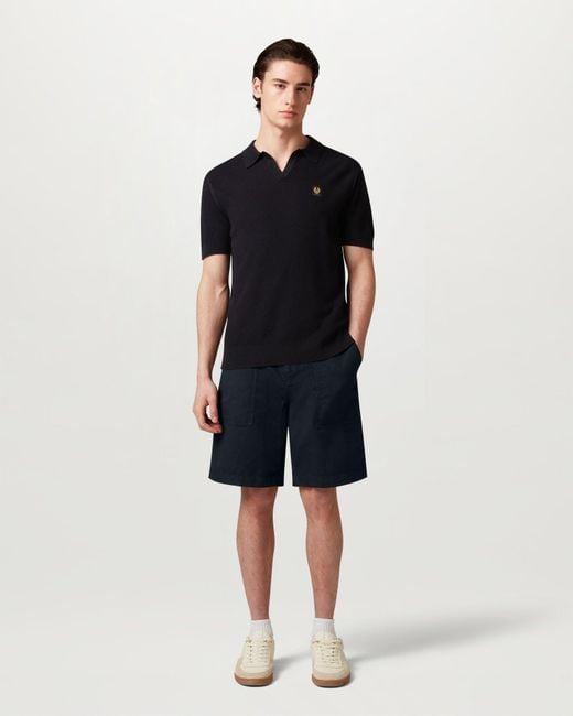 Belstaff Blue Men's Maritime Short Garment Dye Cotton Linen for men