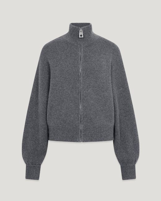 Belstaff Gray Women's Atol Full Zip Cardigan Wool Cashmere Blend