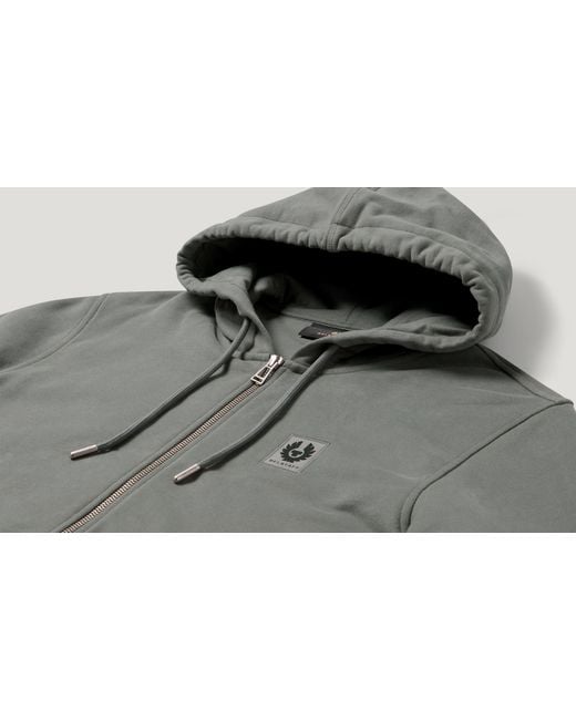 Belstaff Gray Men's Full Zip Hoodie Cotton Fleece for men