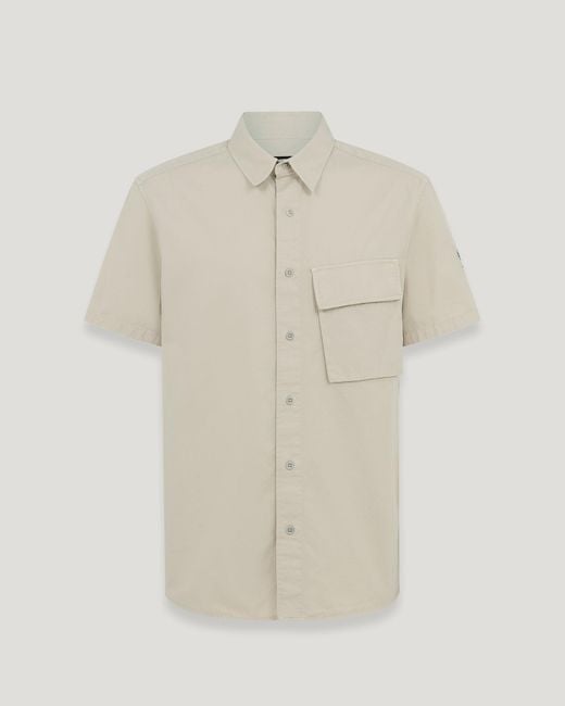 Belstaff Natural Scale Short Sleeve Shirt Garment Dye Cotton for men
