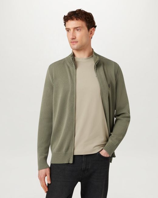 Belstaff Green Men's Watch Full Zip Light Fade-out Garment Dye Cotton for men