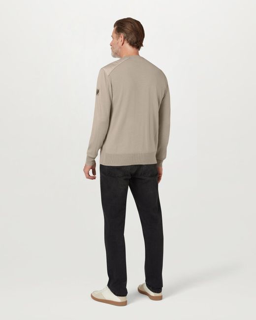 Belstaff Natural Men's Kerrigan Crewneck Jumper Merino Wool for men