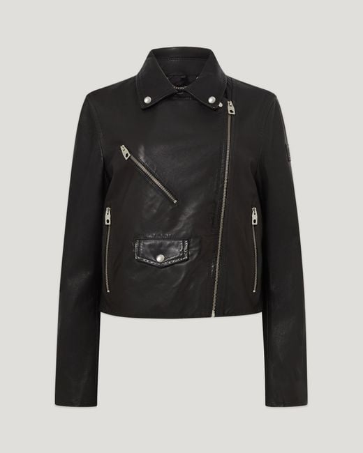 Belstaff Black Women's Sienna Biker Jacket Lamb Nappa