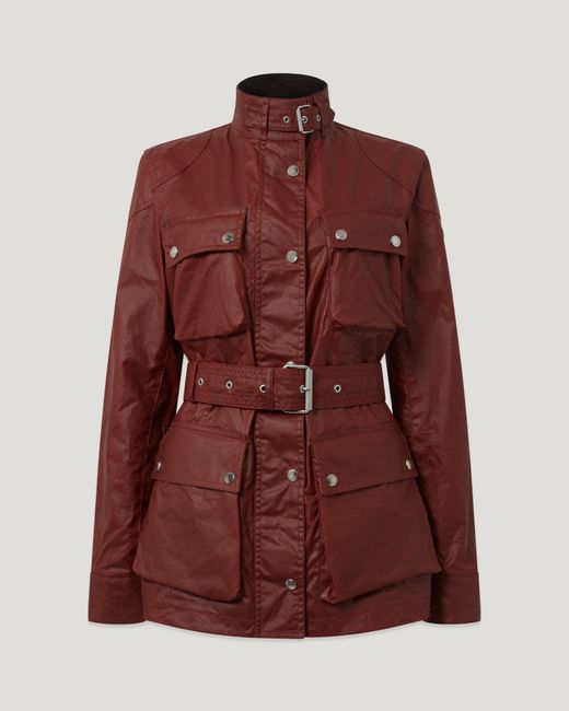 Belstaff Red Women's Trialmaster Jacket Waxed Cotton