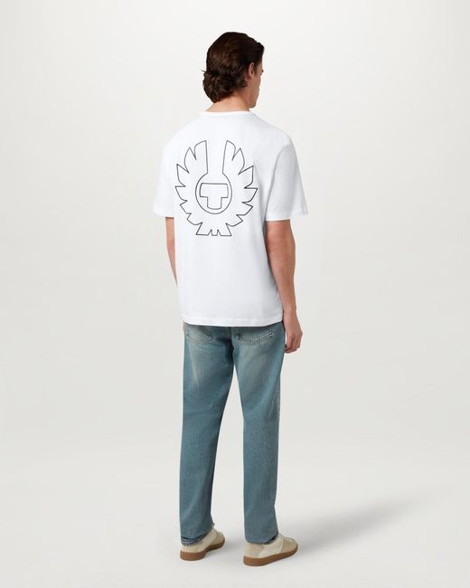 Belstaff White Men's Border T-shirt Cotton Jersey for men
