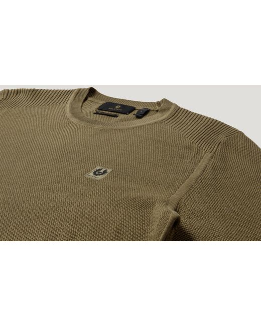 Belstaff Green Men's Coast Knitted Jumper Cotton Silk Pique for men