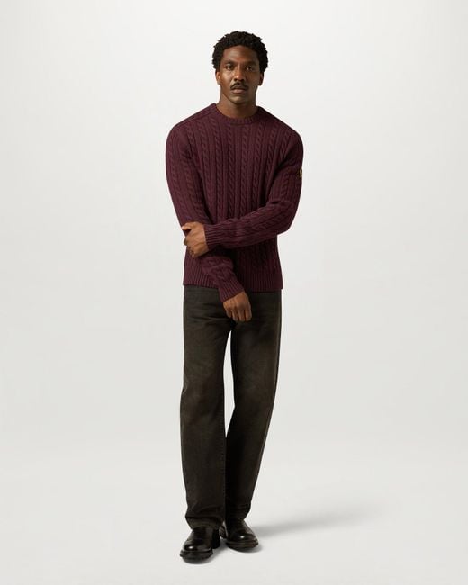 Belstaff Red Men's Westport Crew Neck Wool Cotton Blend for men