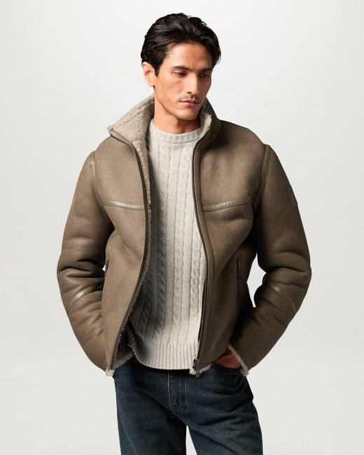 Belstaff Natural Men's Westport Crew Neck Wool Cotton Blend for men