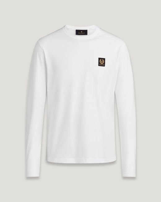 Belstaff White Men's Long Sleeved T-shirt Cotton Jersey for men