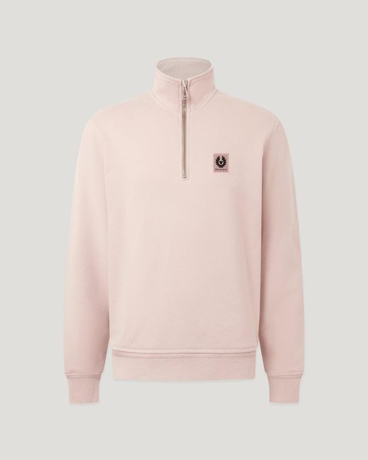 Belstaff Pink Men's Quarter Zip Sweatshirt Cotton Fleece for men