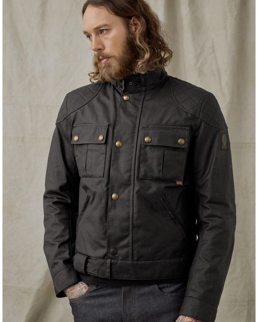 Belstaff Cotton Brooklands 2.0 Waxed Jacket in Black for Men - Lyst