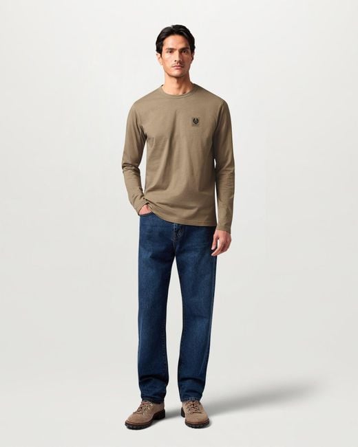 Belstaff Natural Men's Long Sleeved T-shirt Cotton Jersey for men